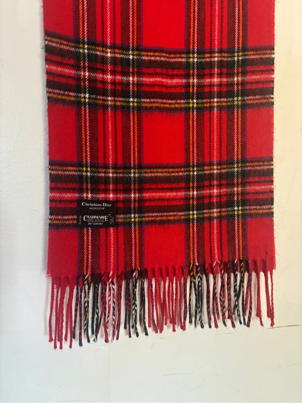 Christian Dior Plaid Cashmaire Acrylic Scarf